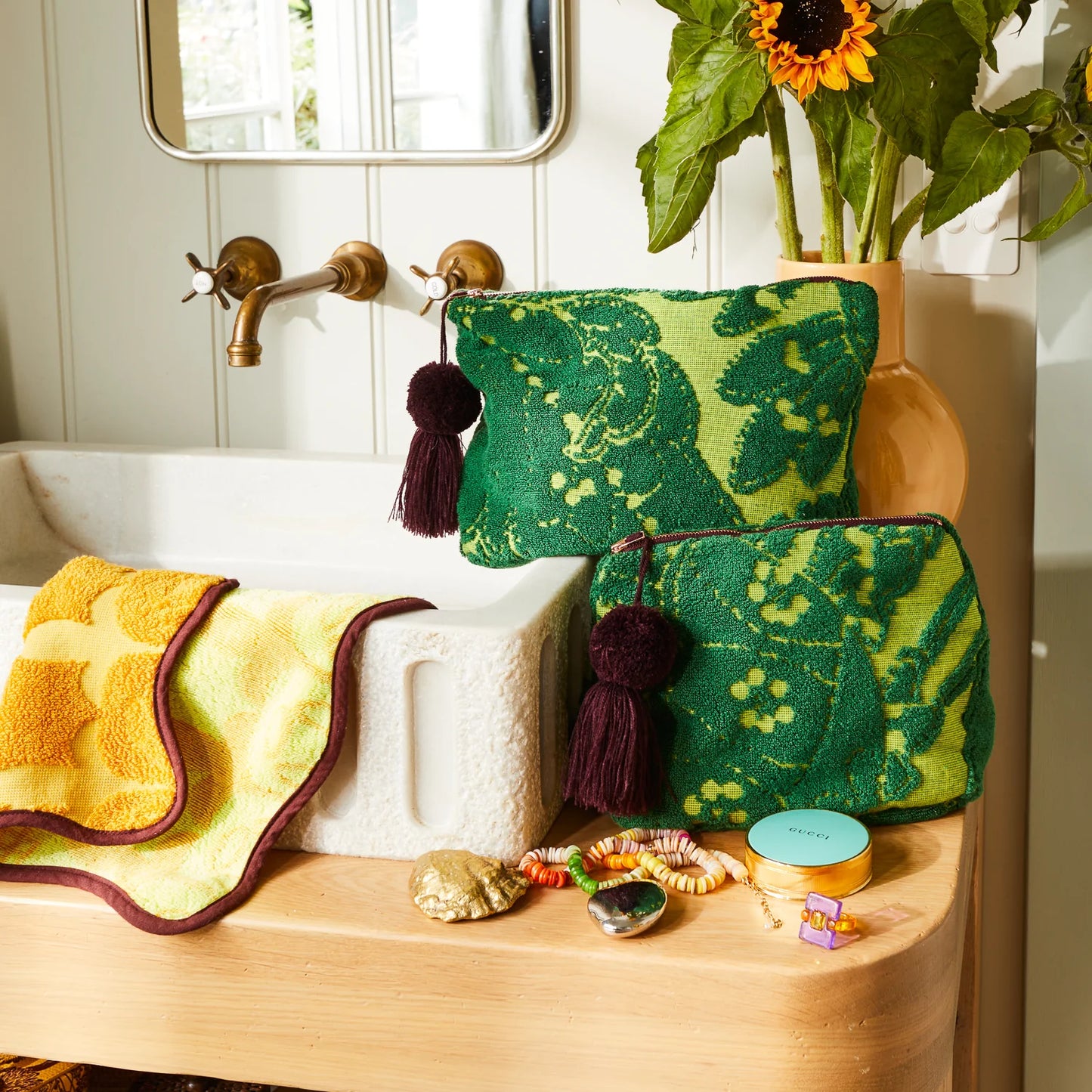 Sage X Clare - Lucia Terry Pouch - Kelp