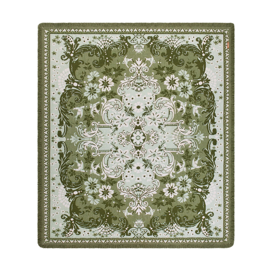 Wandering Folk - Ornate Floral Throw Rug - Fern
