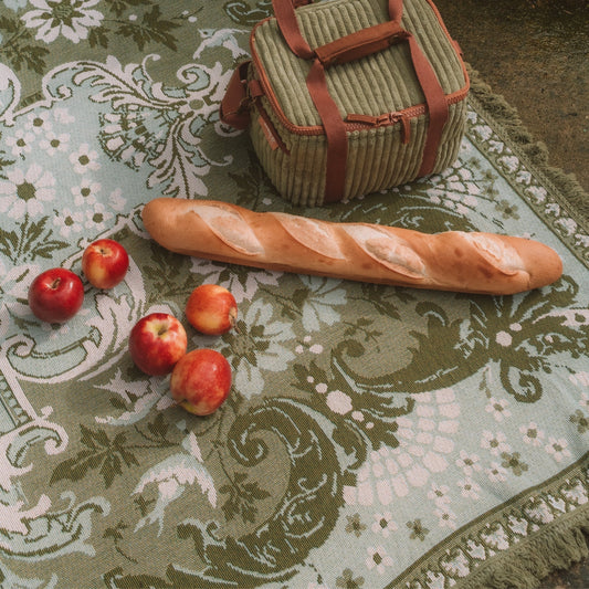 Wandering Folk - Ornate Floral Throw Rug - Fern