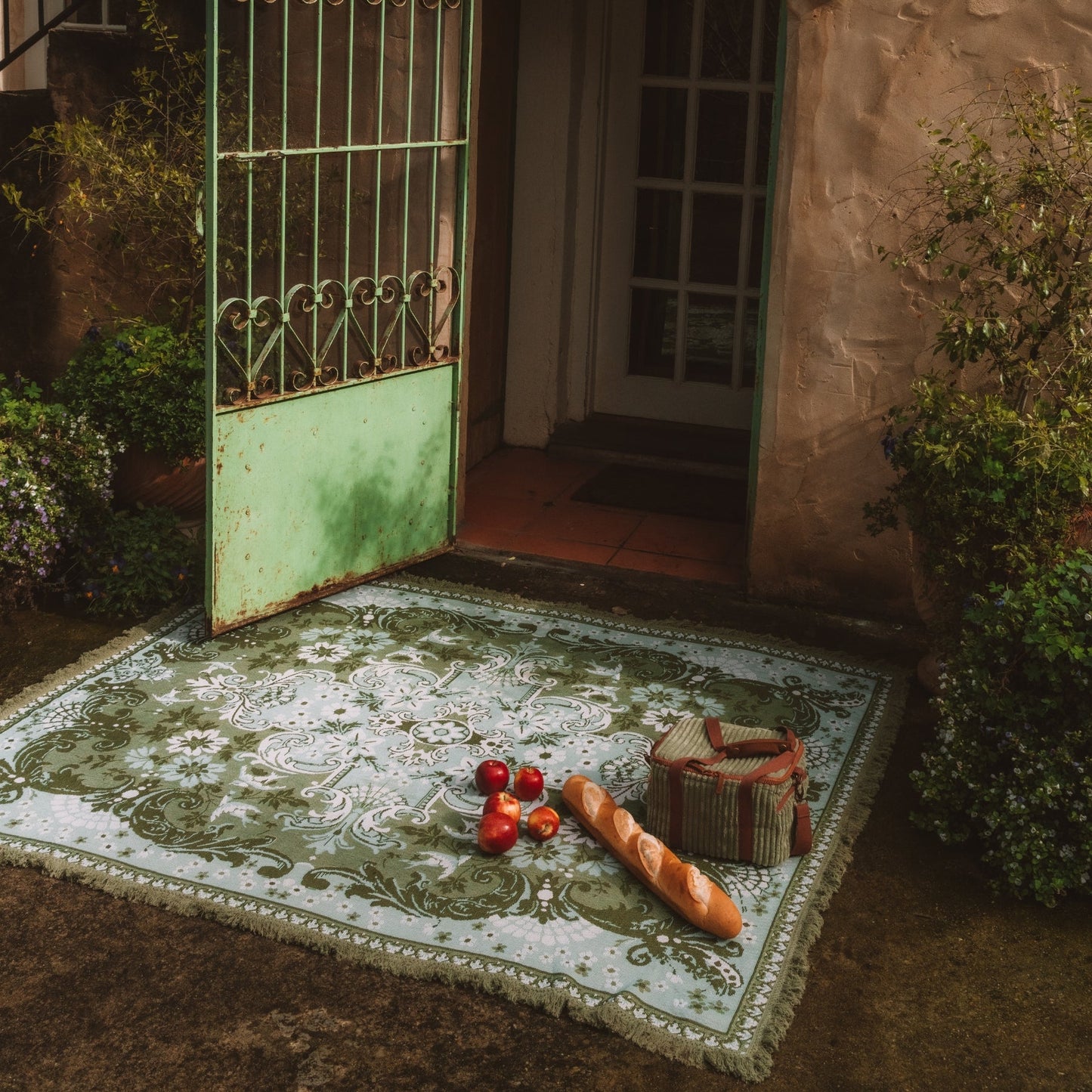 Wandering Folk - Ornate Floral Throw Rug - Fern