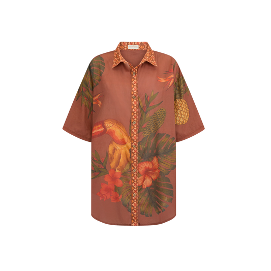 Wandering Folk - Cuban Tropical Shirt - Coffee