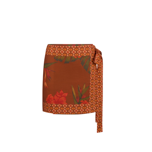 Wandering Folk - Cuban Tropical Wrap Skirt - Coffee