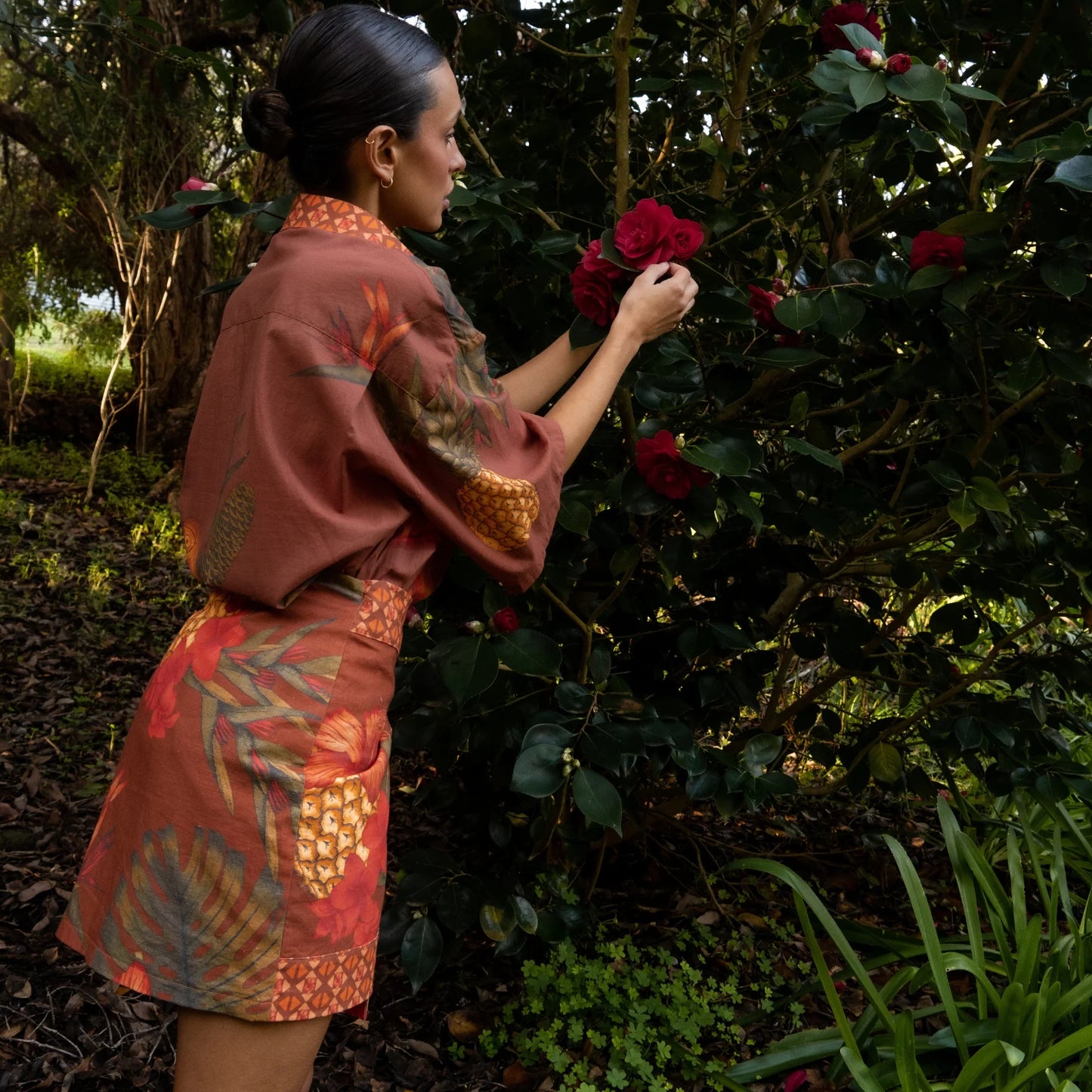 Wandering Folk - Cuban Tropical Wrap Skirt - Coffee