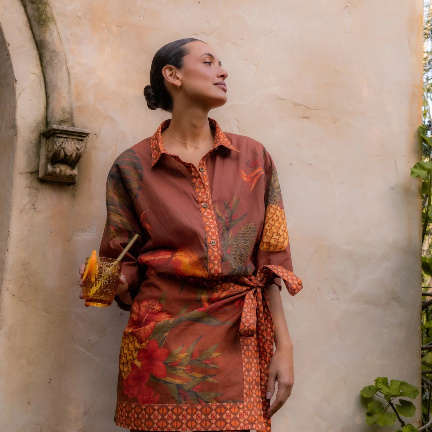 Wandering Folk - Cuban Tropical Wrap Skirt - Coffee