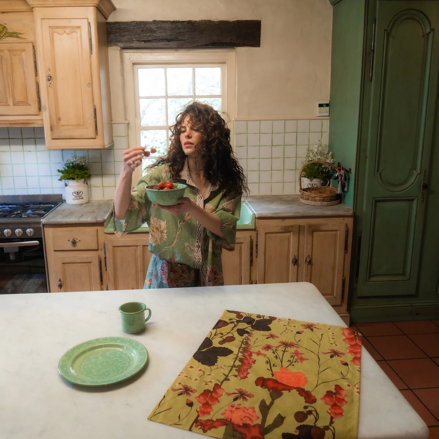 Wandering Folk - Flourish Tea Towel - Matcha