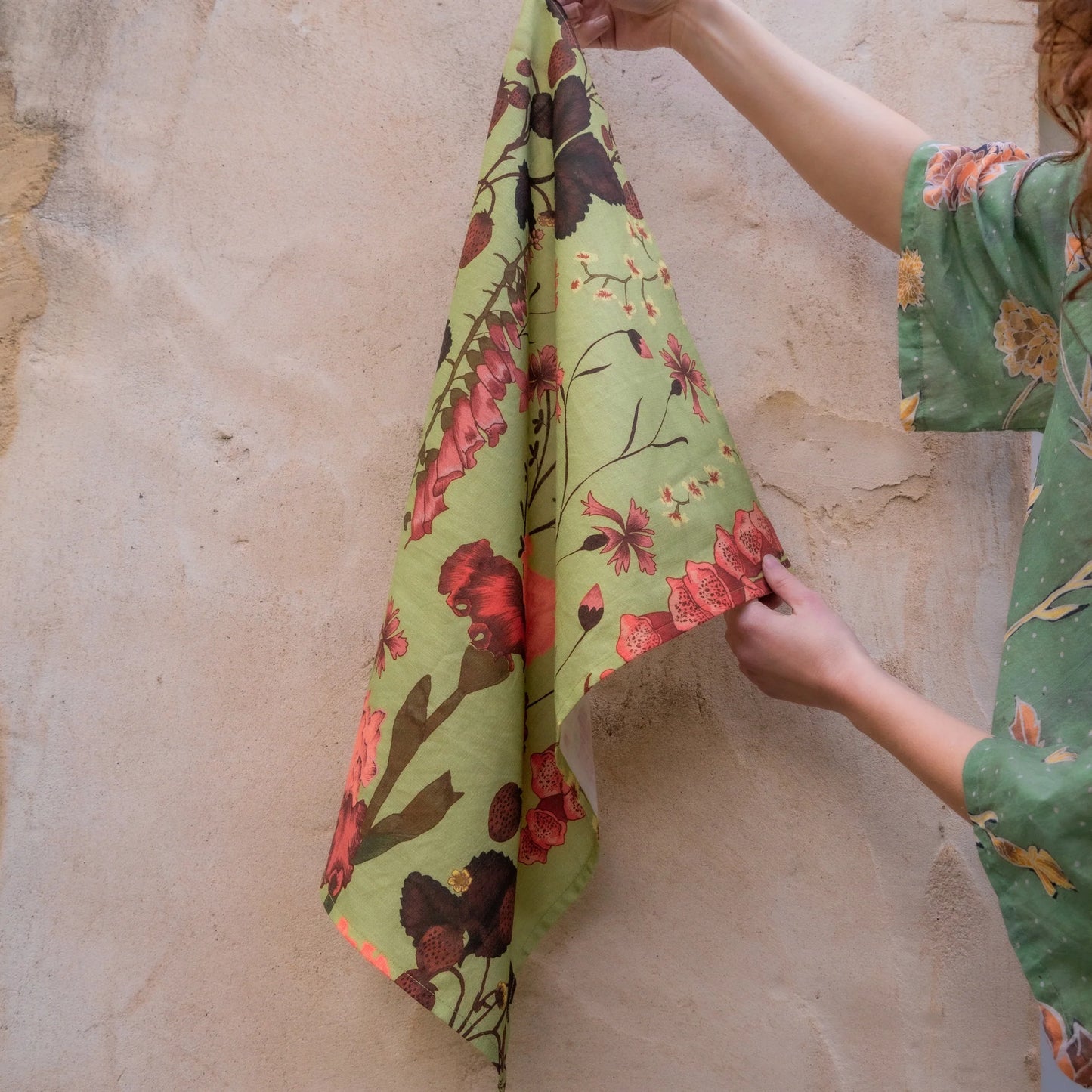 Wandering Folk - Flourish Tea Towel - Matcha