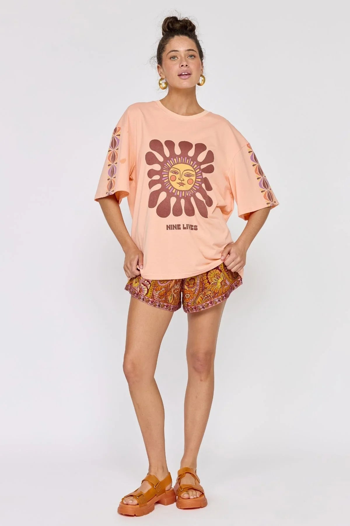 Nine Lives Bazaar - Rainbow Chaser Tee - Peachy