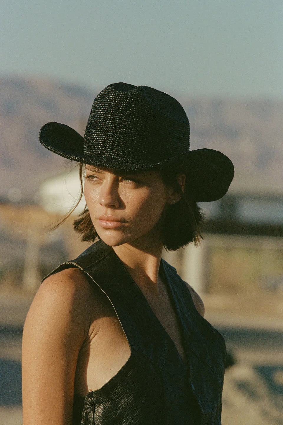 Lack Of Color - Raffia Cowboy Hat - Noir