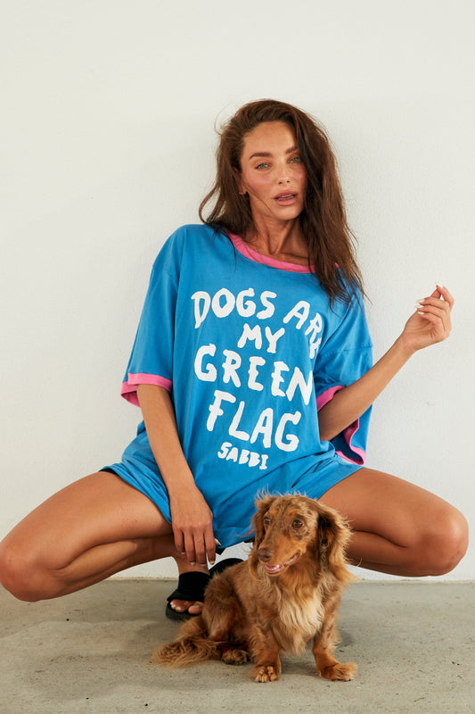 Sabbi - The Very Oversized - Green Flag Tee - Blue