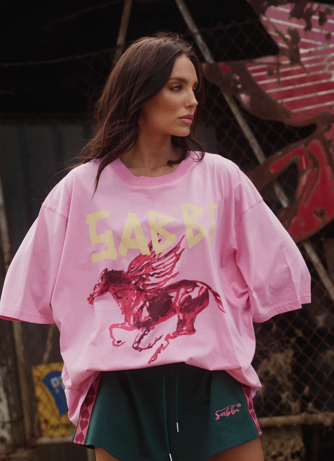 Sabbi - The Very Oversized Rhinestone World Tee - Pink