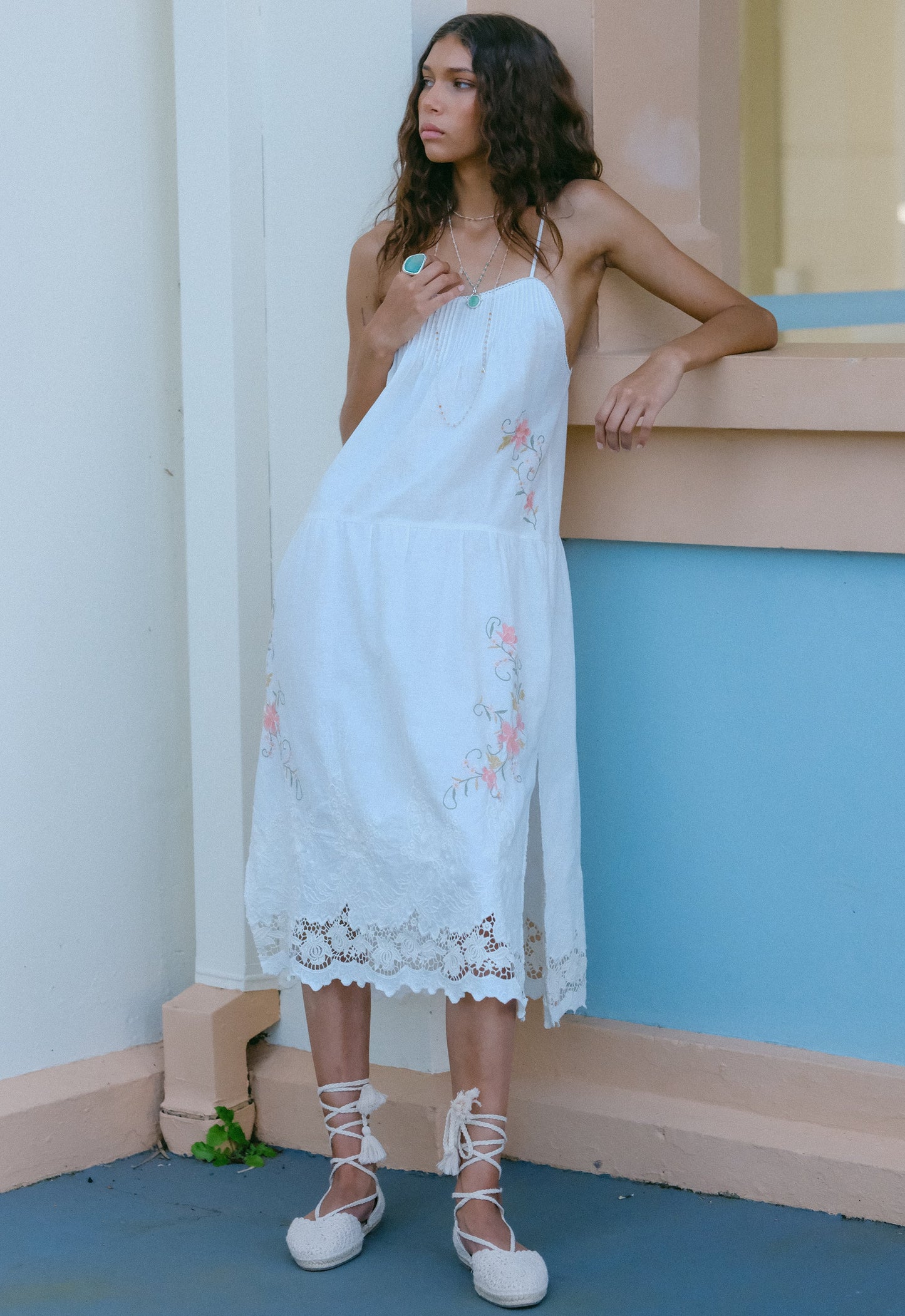 Spell - Kala Strappy Sundress - White Lily
