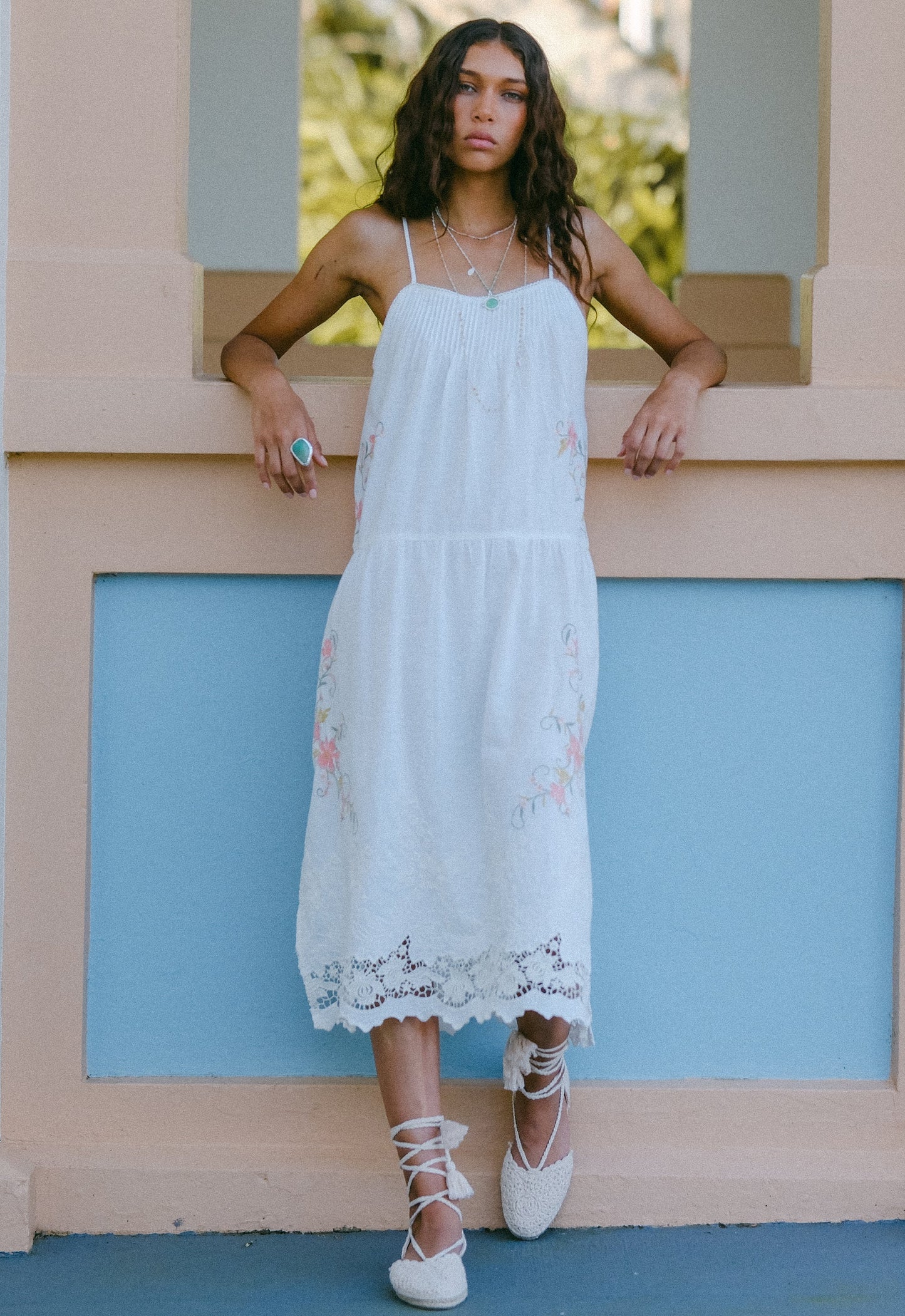 Spell - Kala Strappy Sundress - White Lily