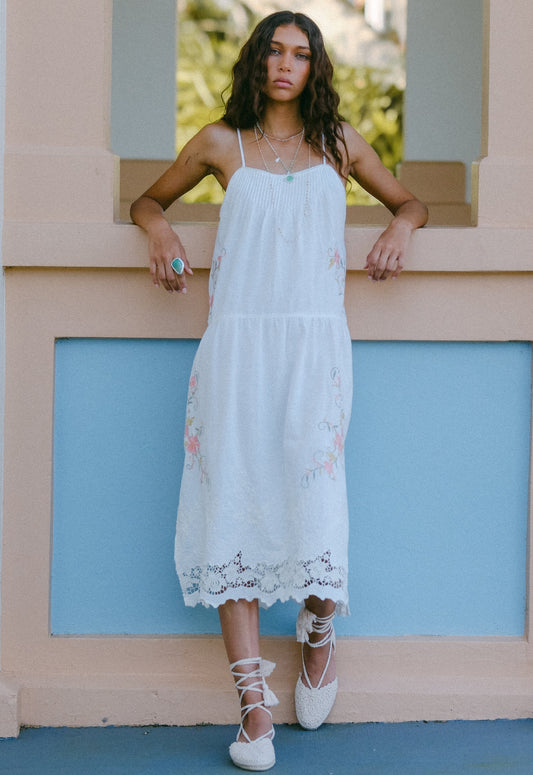 Spell - Kala Strappy Sundress - White Lily