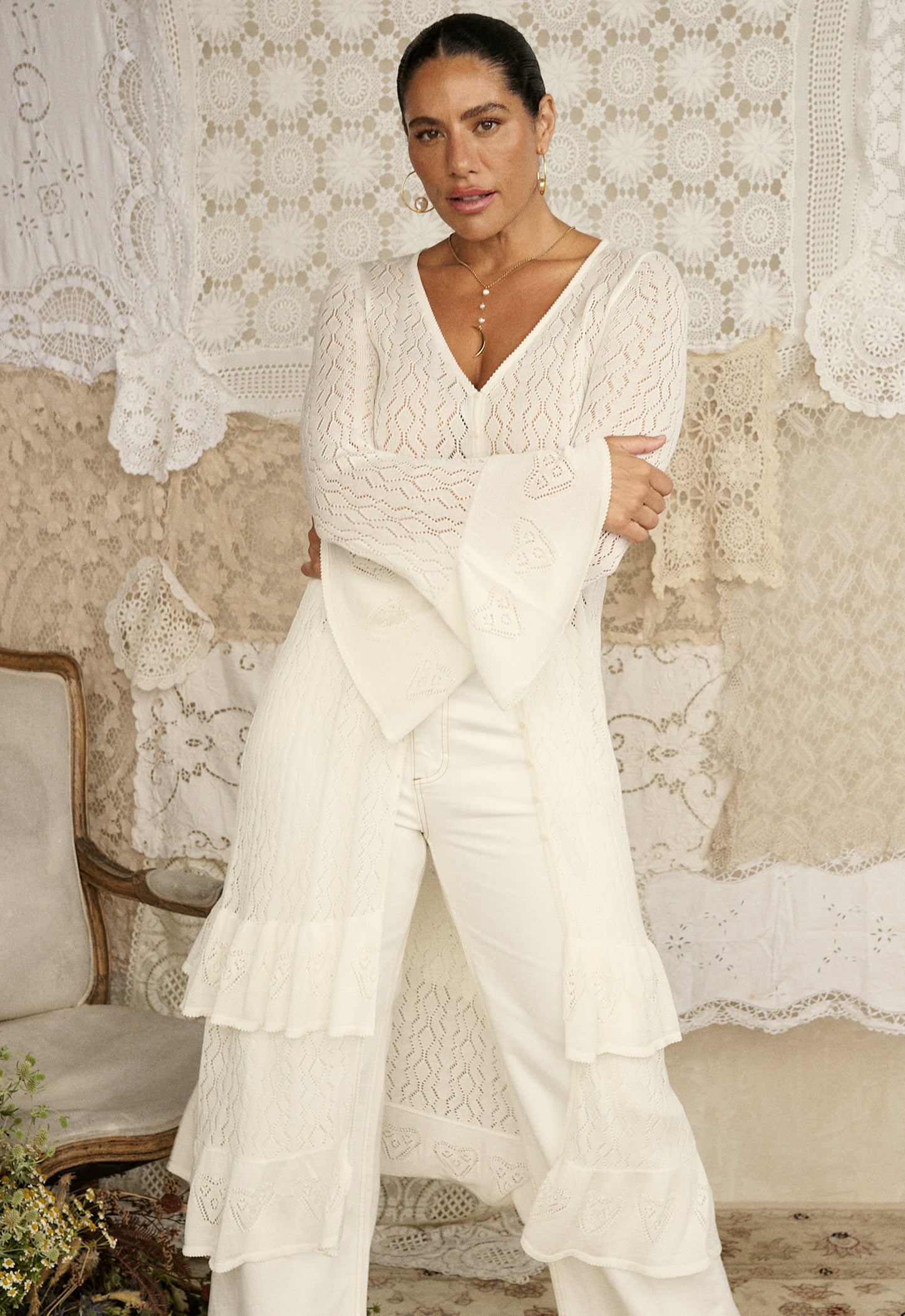 Spell - Jessa Pointelle Duster - Vintage Cream