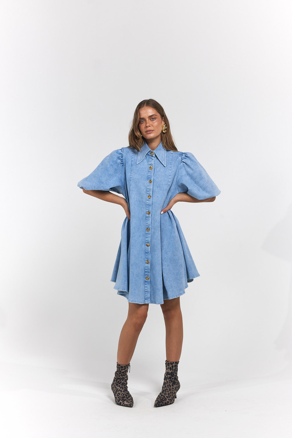 La Boheme Girls - Peyton Mini Dress - Denim Blue
