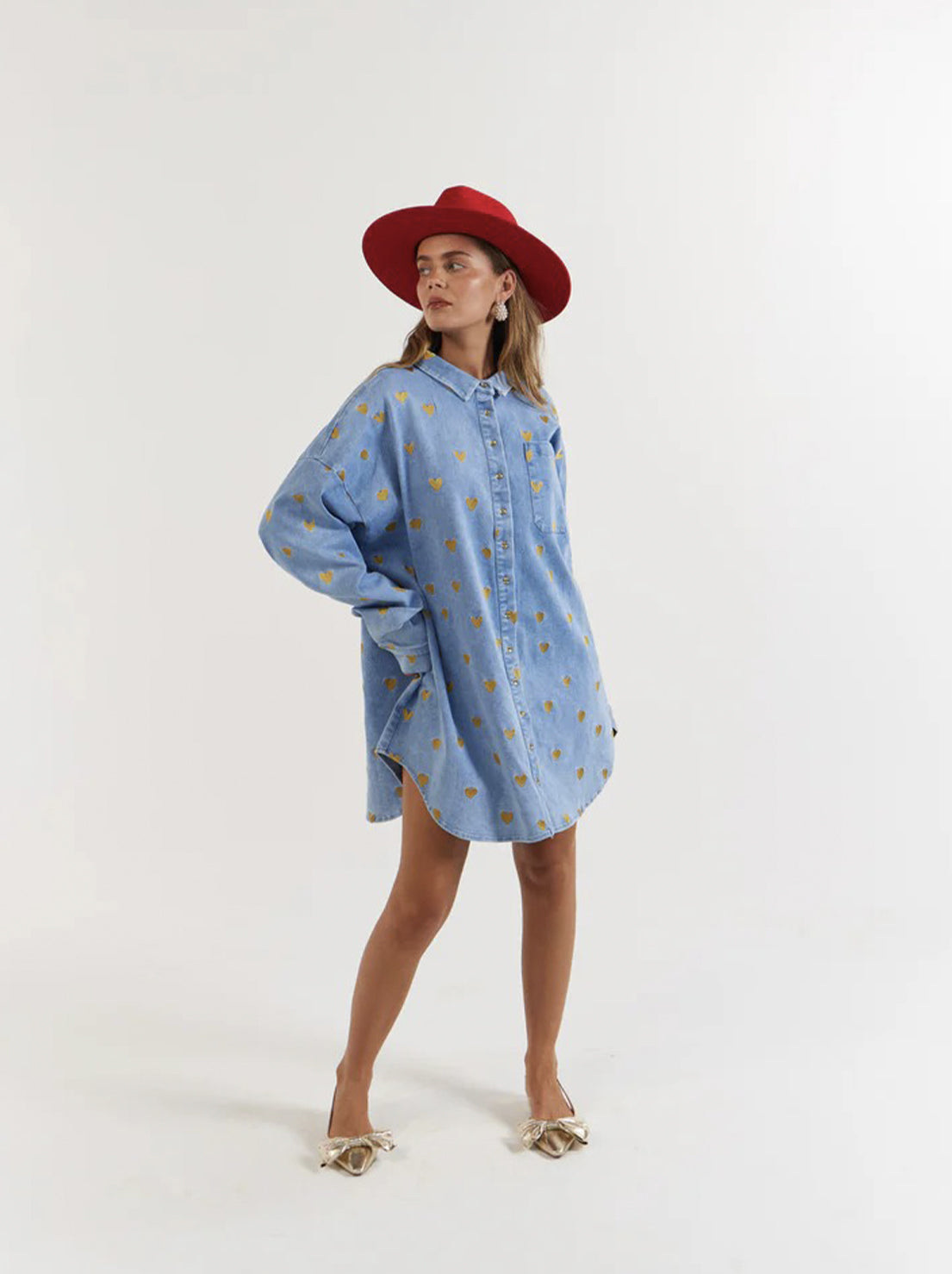 La Boheme Girls - Clyde Shirt - Denim Hearts