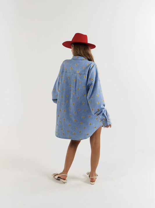 La Boheme Girls - Clyde Shirt - Denim Hearts