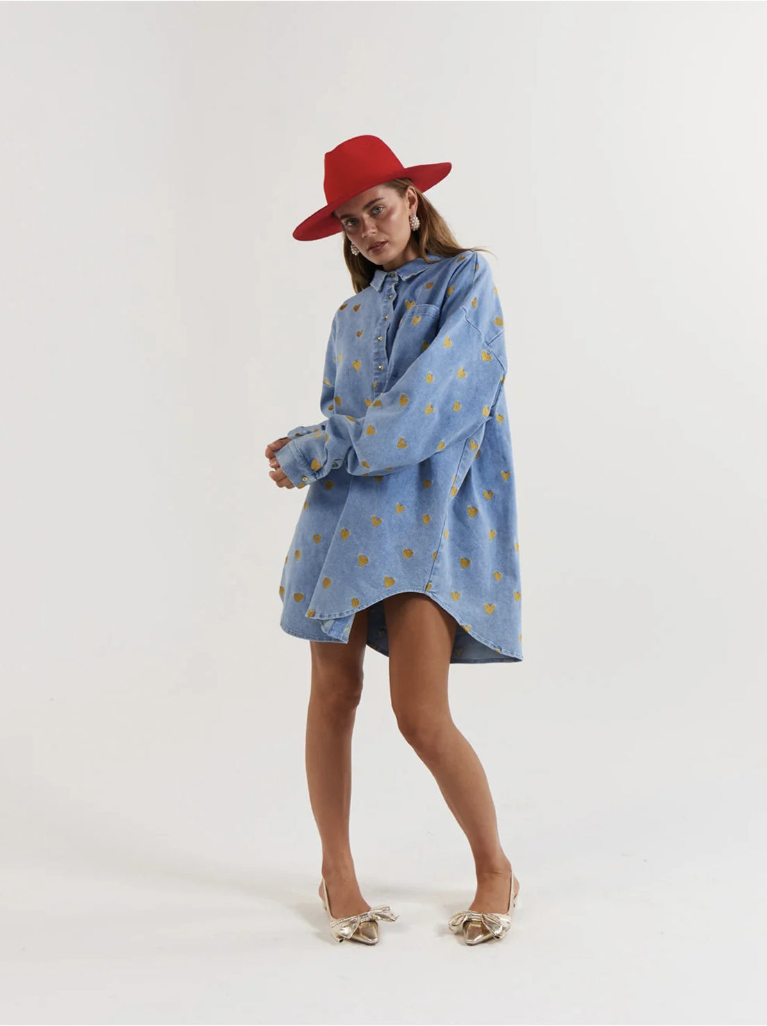 La Boheme Girls - Clyde Shirt - Denim Hearts