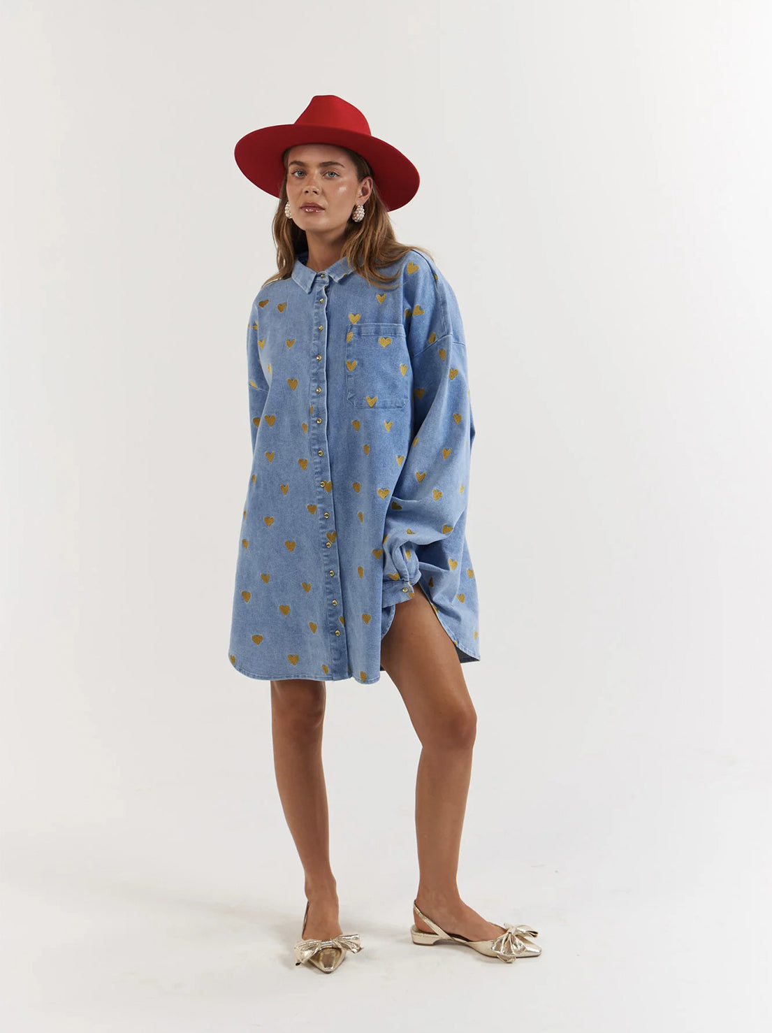 La Boheme Girls - Clyde Shirt - Denim Hearts