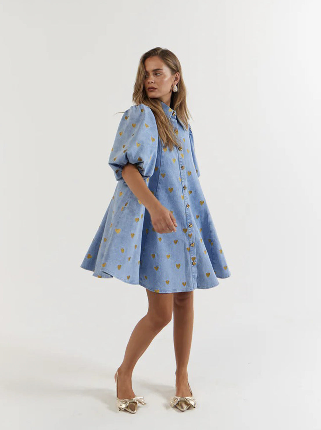 La Boheme Girls - Peyton Mini Dress - Denim Hearts