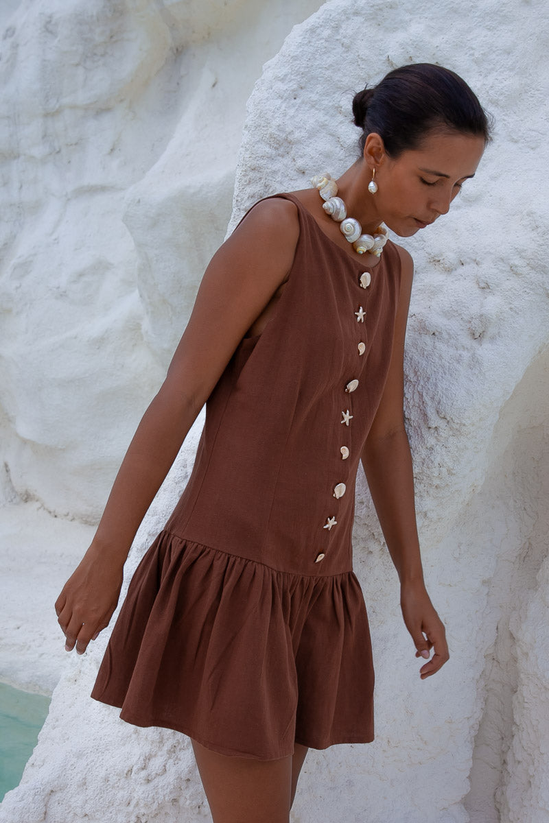 Palm Collective - Lila Drop Waist Dress - Brown