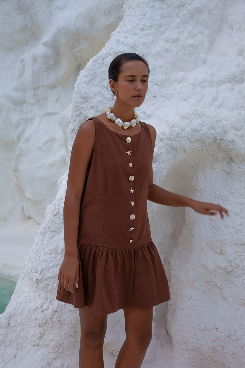 Palm Collective - Lila Drop Waist Dress - Brown