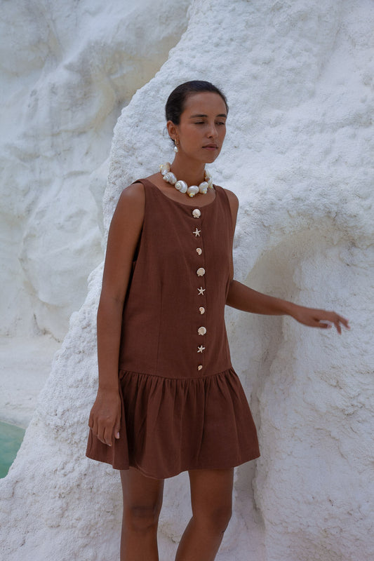 Palm Collective - Lila Drop Waist Dress - Brown