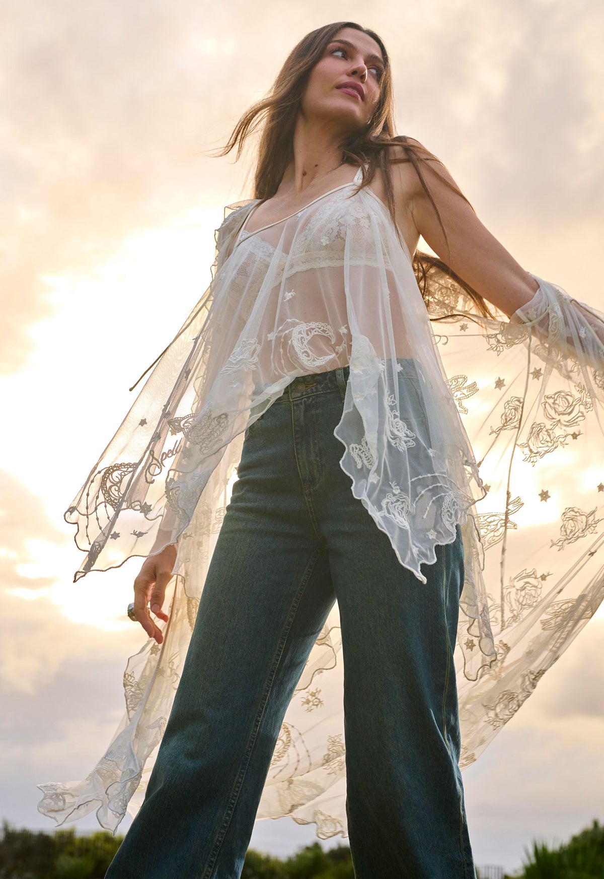 Spell - Mooncharm Mesh Hankie Cami - Vintage Cream