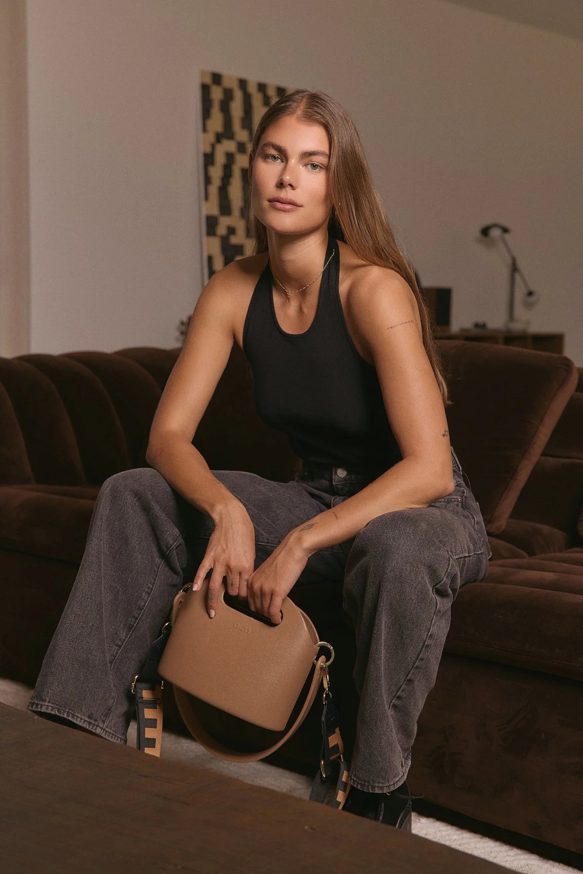 Nim The Label - Shoulder Strap - Brown/Black Block