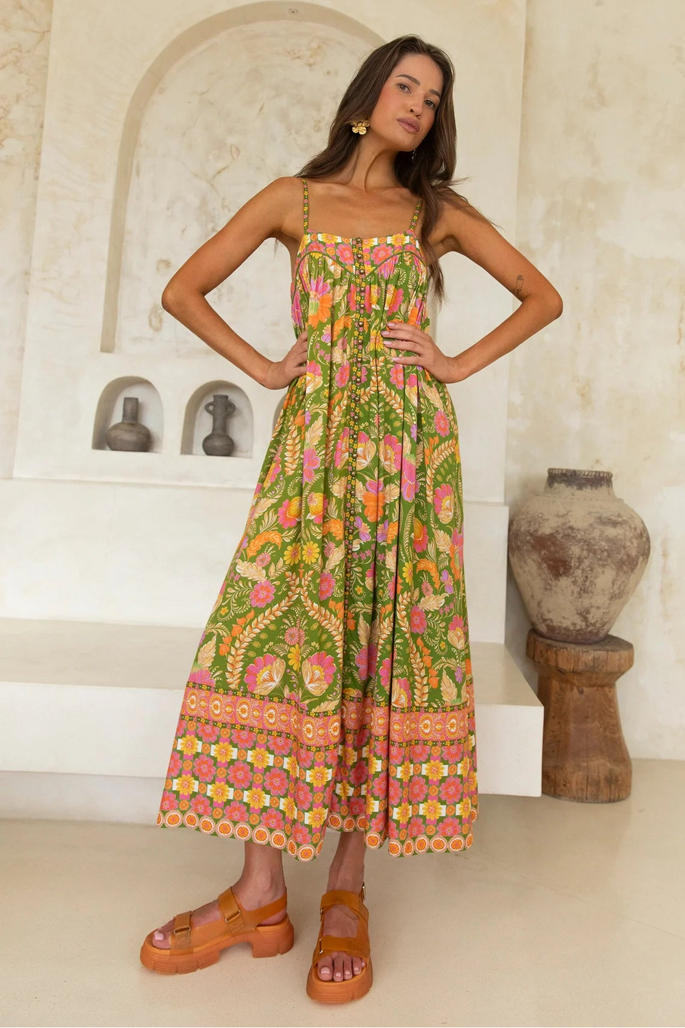 Nine Lives Bazaar - Estella Dress - Guava