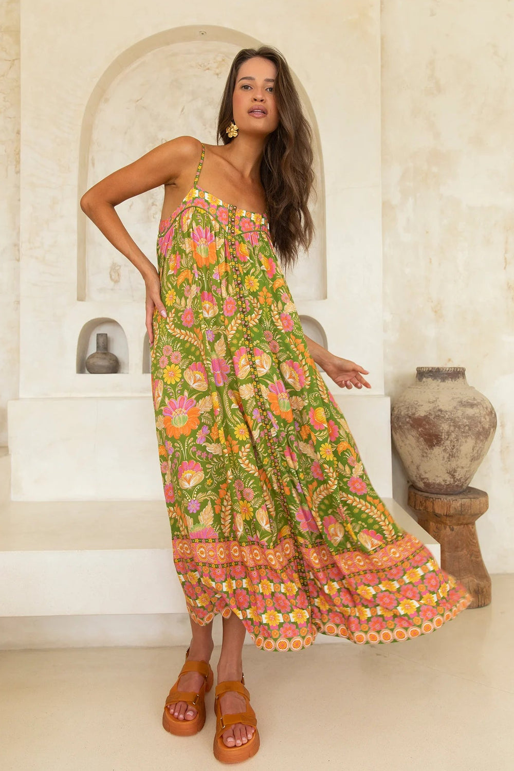 Nine Lives Bazaar - Estella Dress - Guava