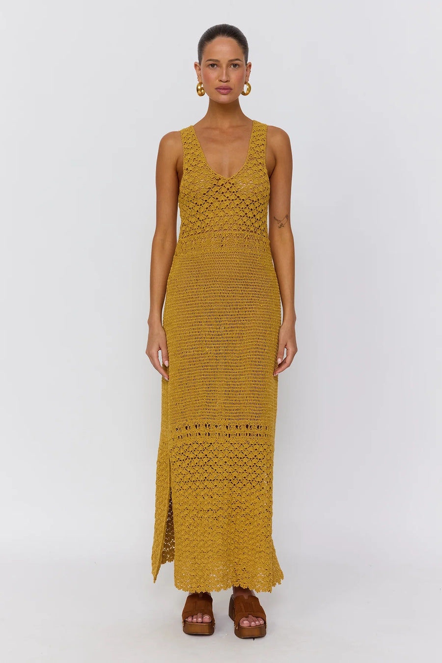 Nine Lives Bazaar - Francis Crochet Maxi Dress - Gold