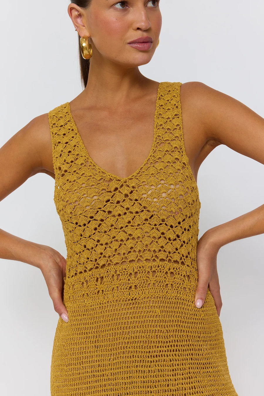 Nine Lives Bazaar - Francis Crochet Maxi Dress - Gold