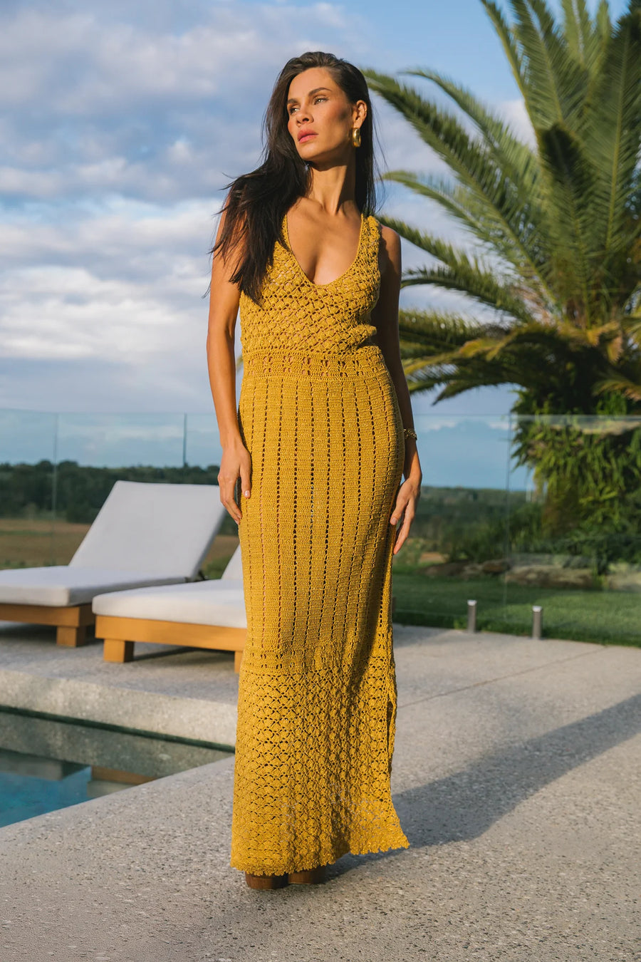 Nine Lives Bazaar - Francis Crochet Maxi Dress - Gold
