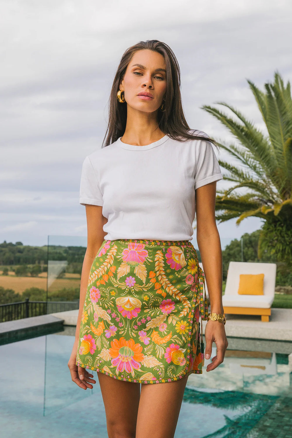 Nine Lives Bazaar - Maison Mini Skirt - Guava