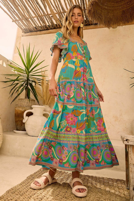 Nine Lives Bazaar - Harmony Midi Dress - Summer Sky