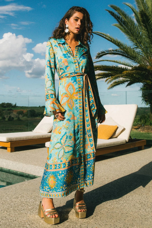 Nine Lives Bazaar - Pearl Midi Dress - Aquamarine