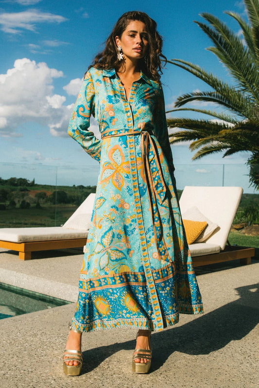 Nine Lives Bazaar - Pearl Midi Dress - Aquamarine