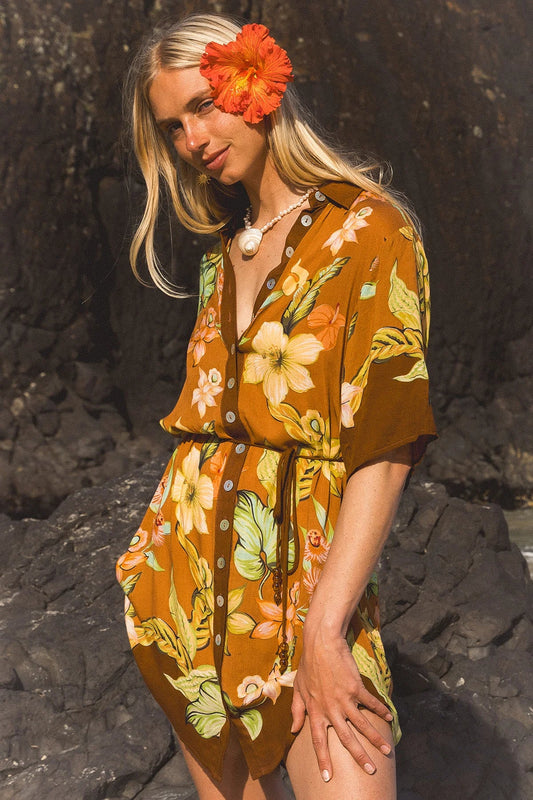 Nine Lives Bazaar - Lois Shirt Dress - Marigold