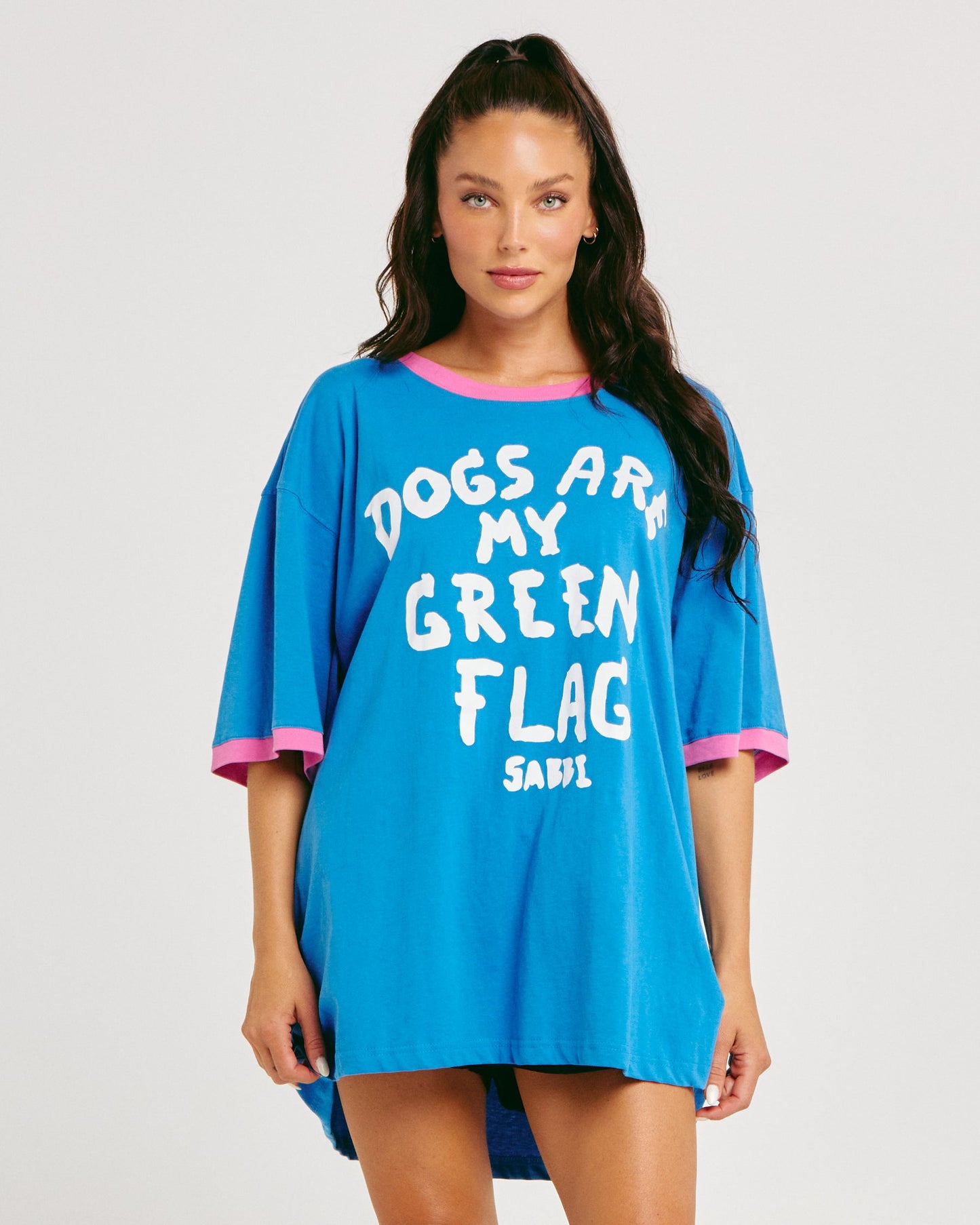Sabbi - The Very Oversized - Green Flag Tee - Blue
