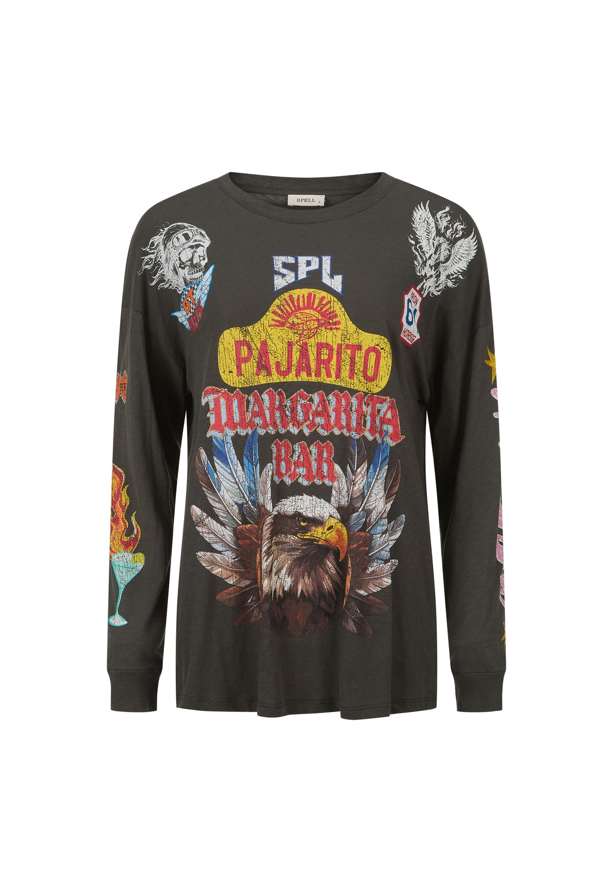 Spell - Pajarito Long Sleeve Tee - Charcoal