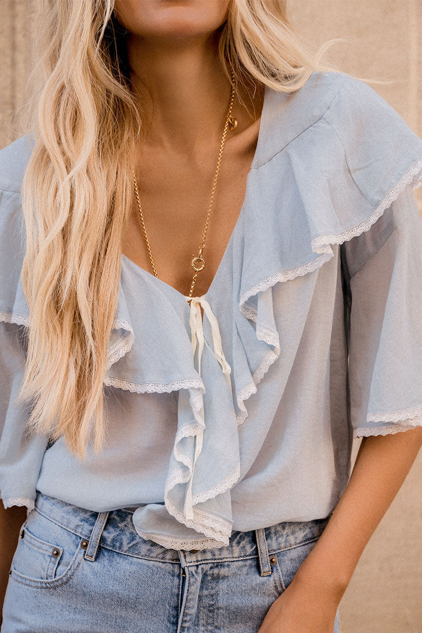 Spell - Bluebird Ruffle Blouse - Vintage Blue