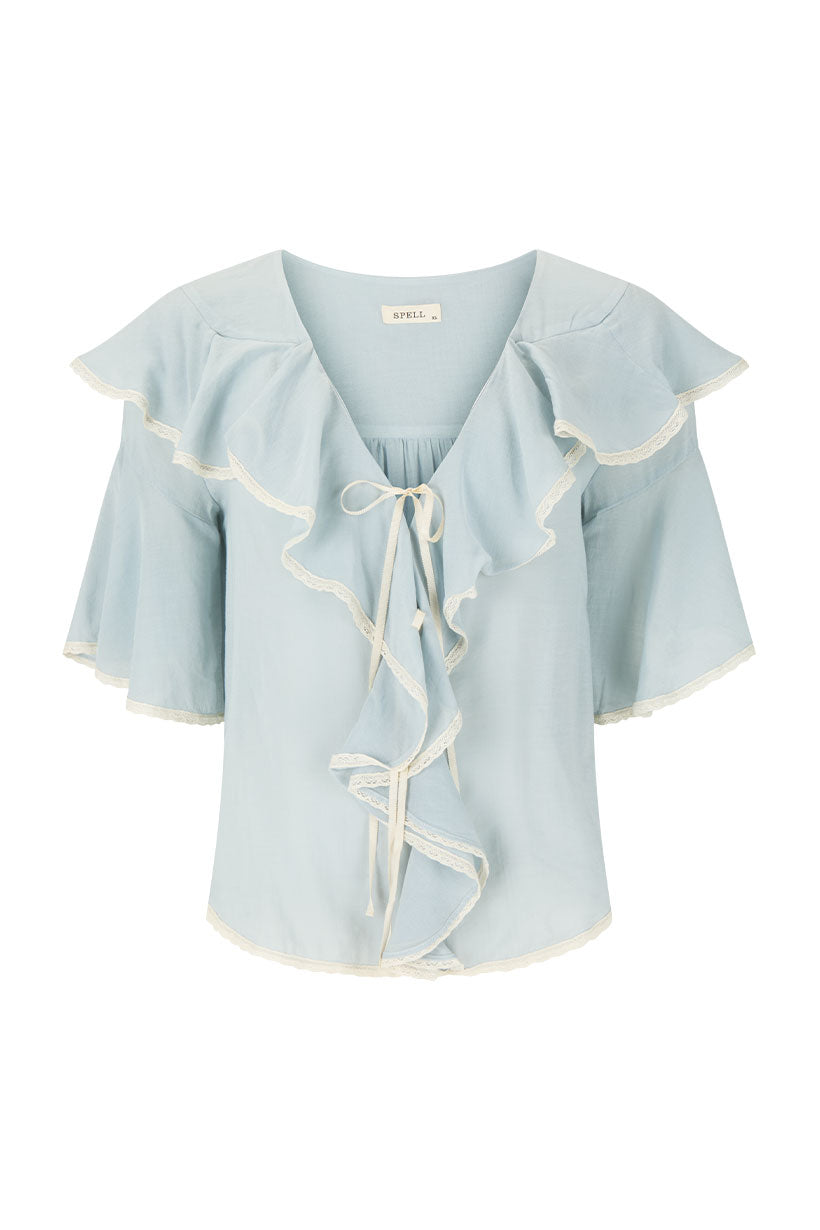 Spell - Bluebird Ruffle Blouse - Vintage Blue