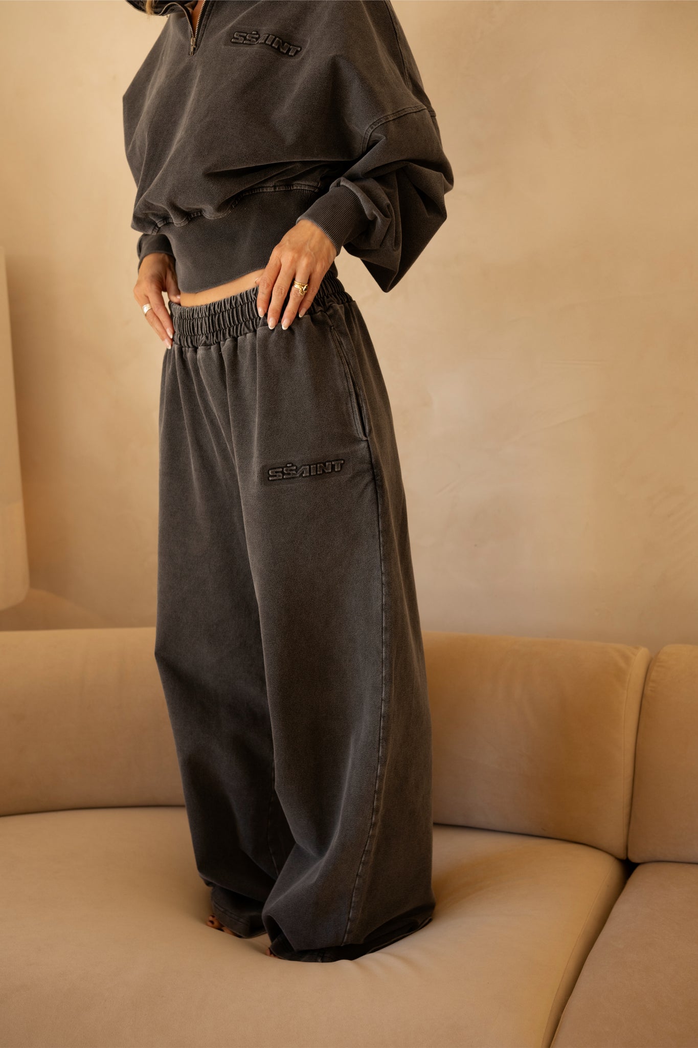 SŚAINT - ACID WASH TRACKPANT - CHARCOAL