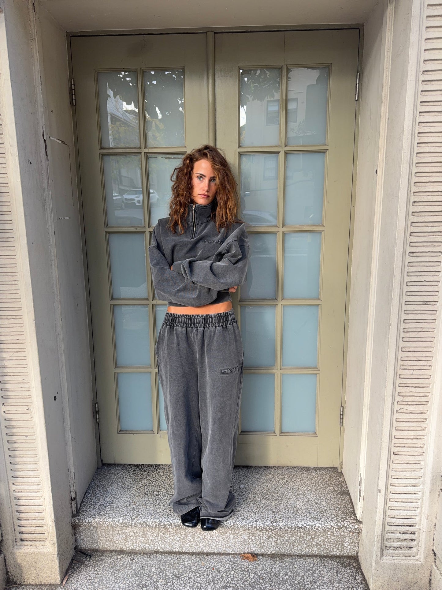 SŚAINT - ACID WASH TRACKPANT - CHARCOAL