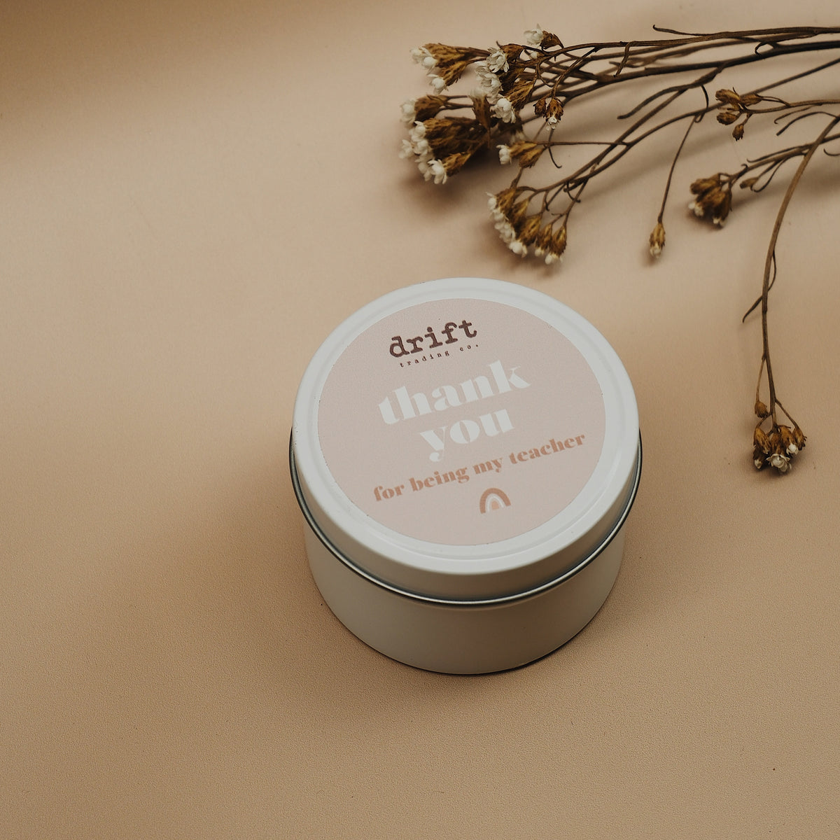 Drift - White Tin Candle - Quote Candles - Teacher & Christmas