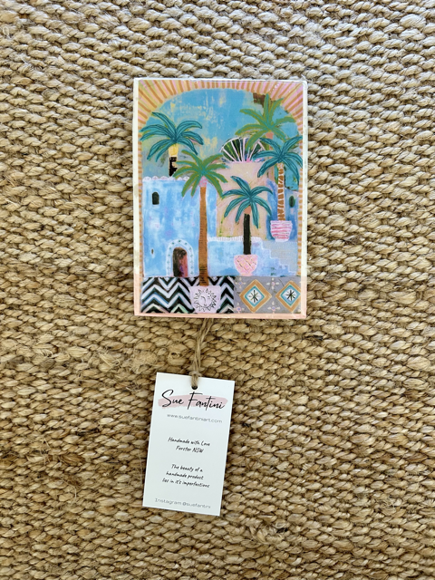 Sue Fantini Art - Potted Palms - Small Handmade Tile