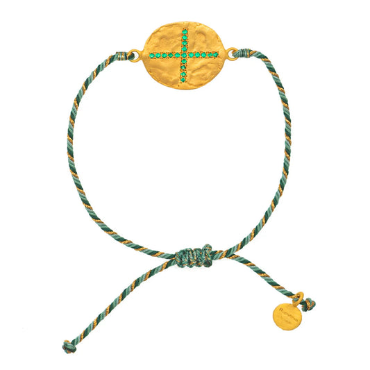 Rubyteva Design - Cross Adjustable Bracelet - Green Zircon