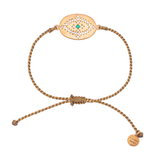 Rubyteva Design - Rosa Adjustable Bracelet - Cubic Zirconia & Green Zircon