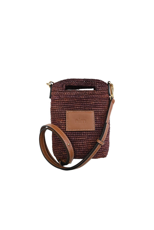 Nim The Label - Leather Trimmed Raffia Pocket - Cocoa